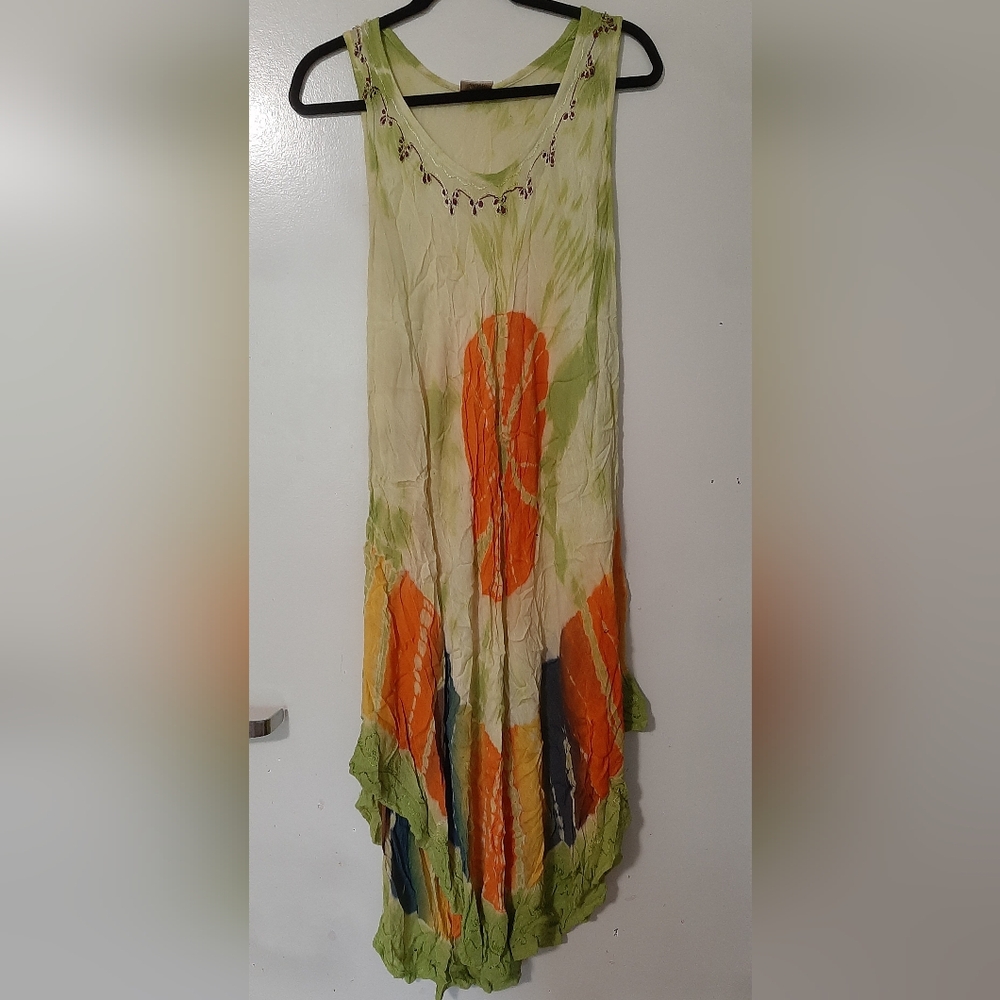 Green & orange tank housedress